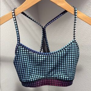 Lululemon blue and purple polka dot sports bra with mesh back